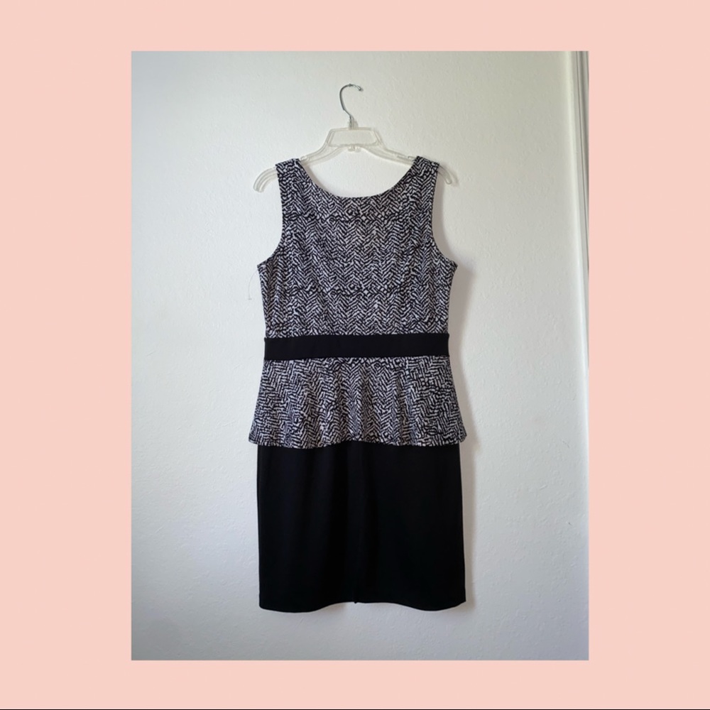 Black and white peplum dress